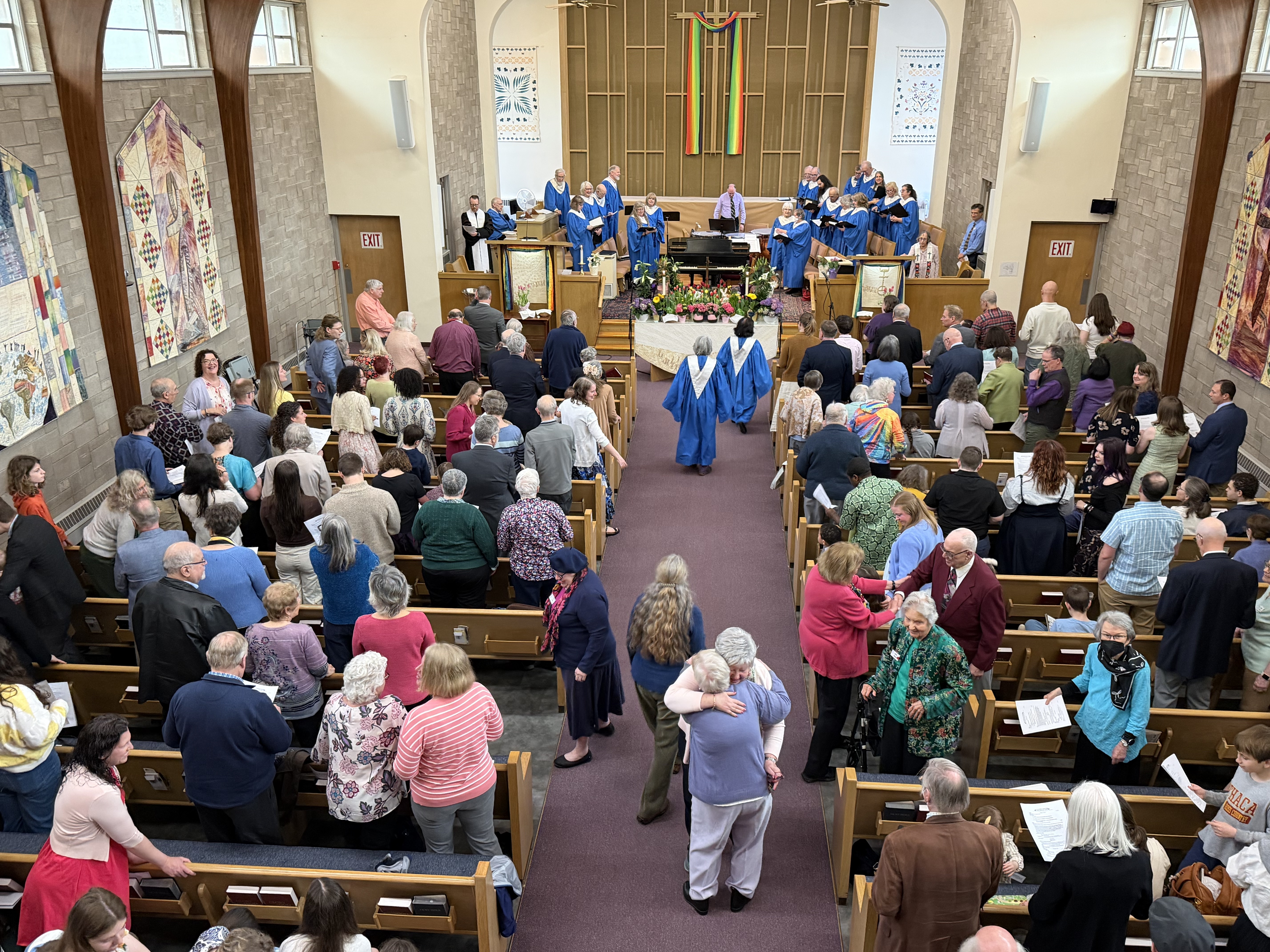 Easter Sunday while folks pass the peace