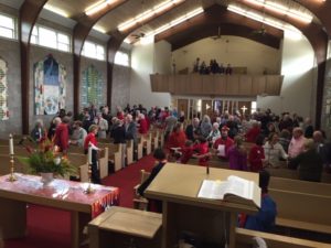 View of congregation members from the pulpit area