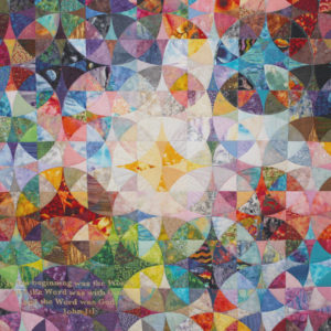 multicolored quilt with circle patterns