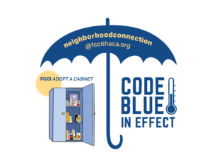 Blue umbrella with a blue cabinet