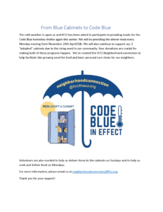 Code Blue in Effect with a blue umbrella and text