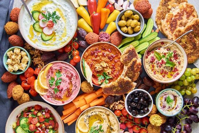 Vegetarian spread of food